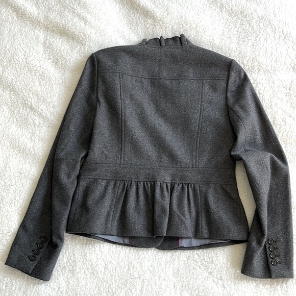 Loft Grey Ruffle Trim Wool Blend Jacket - 10 - Picture 3 of 6